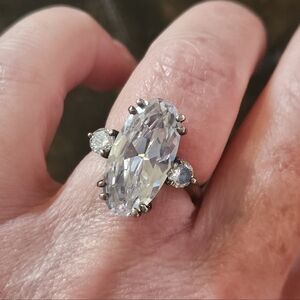 Vintage 18K RGP White Gemstone Ring